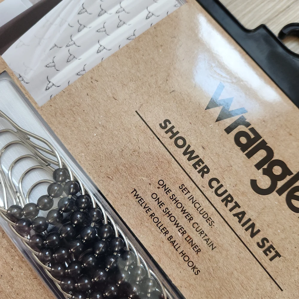 Wrangler Black and White Shower Curtain Set with Hooks